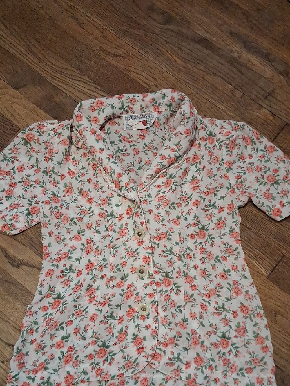 La Belle Cream Blouse with Pink Floral Print